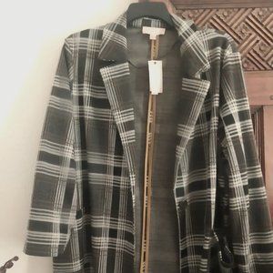 PLAID KNEE LENGTH LIGHTWEIGHT JACKET - NWT SZ 2XL